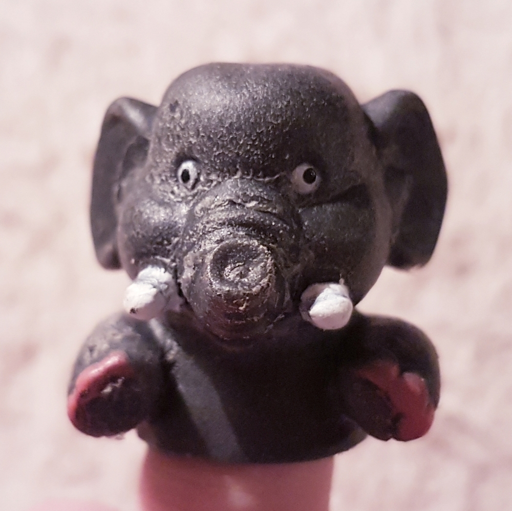 Baby Elephant Finger Puppet Plastic Vintage
